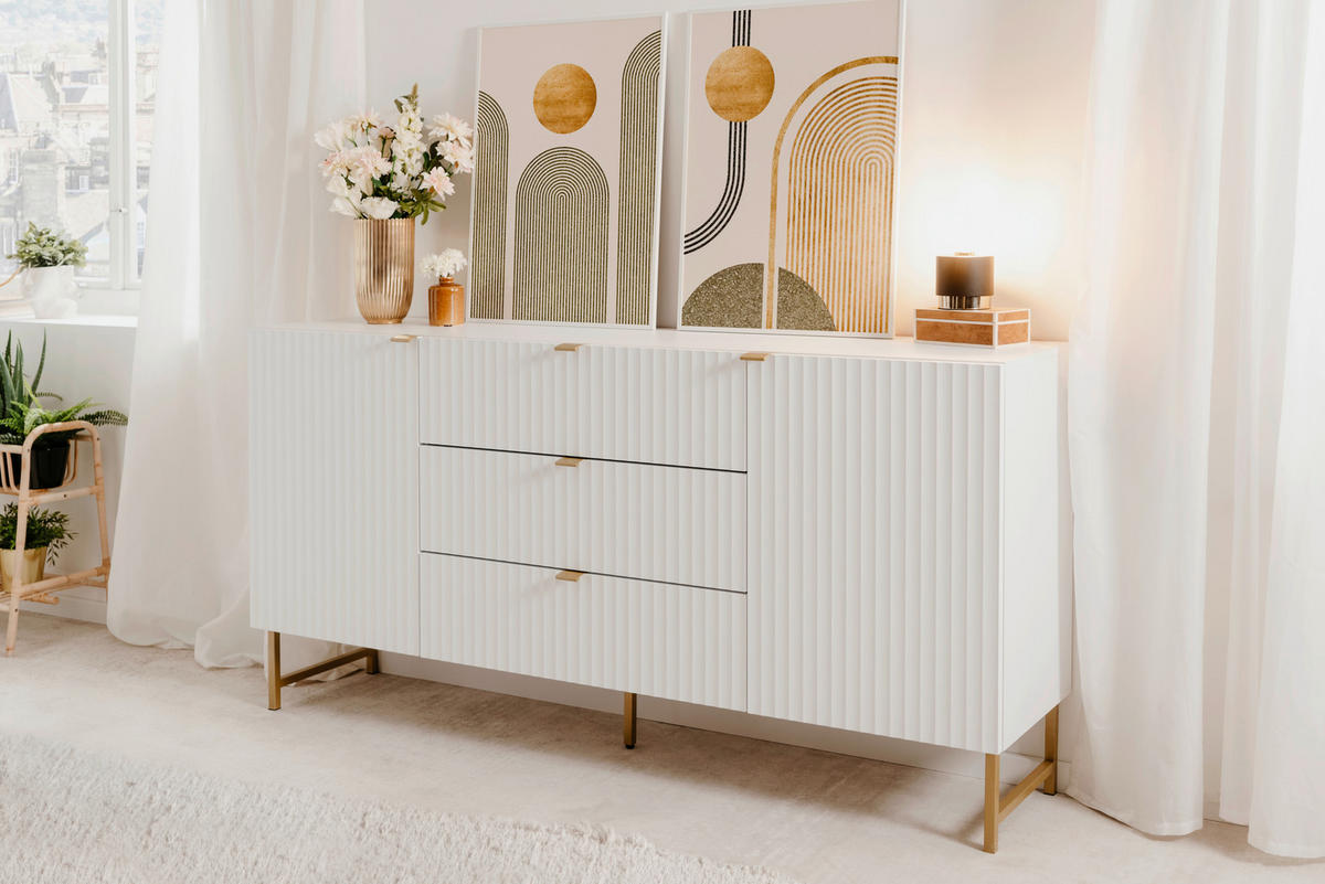 SIDEBOARD  in 179/90/41 cm  - Goldfarben/Weiß, Design, Holzwerkstoff/Kunststoff (179/90/41cm) - MID.YOU