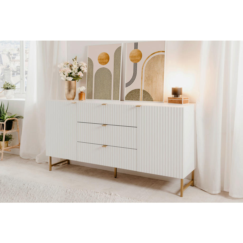 Thumbnail - Mid.you Sideboard, Weiß, Kunststoff, 2 Fächer, 3 Schubladen, 179x90x41 cm, Wohnzimmer, Kommoden & Sideboards, Sideboards