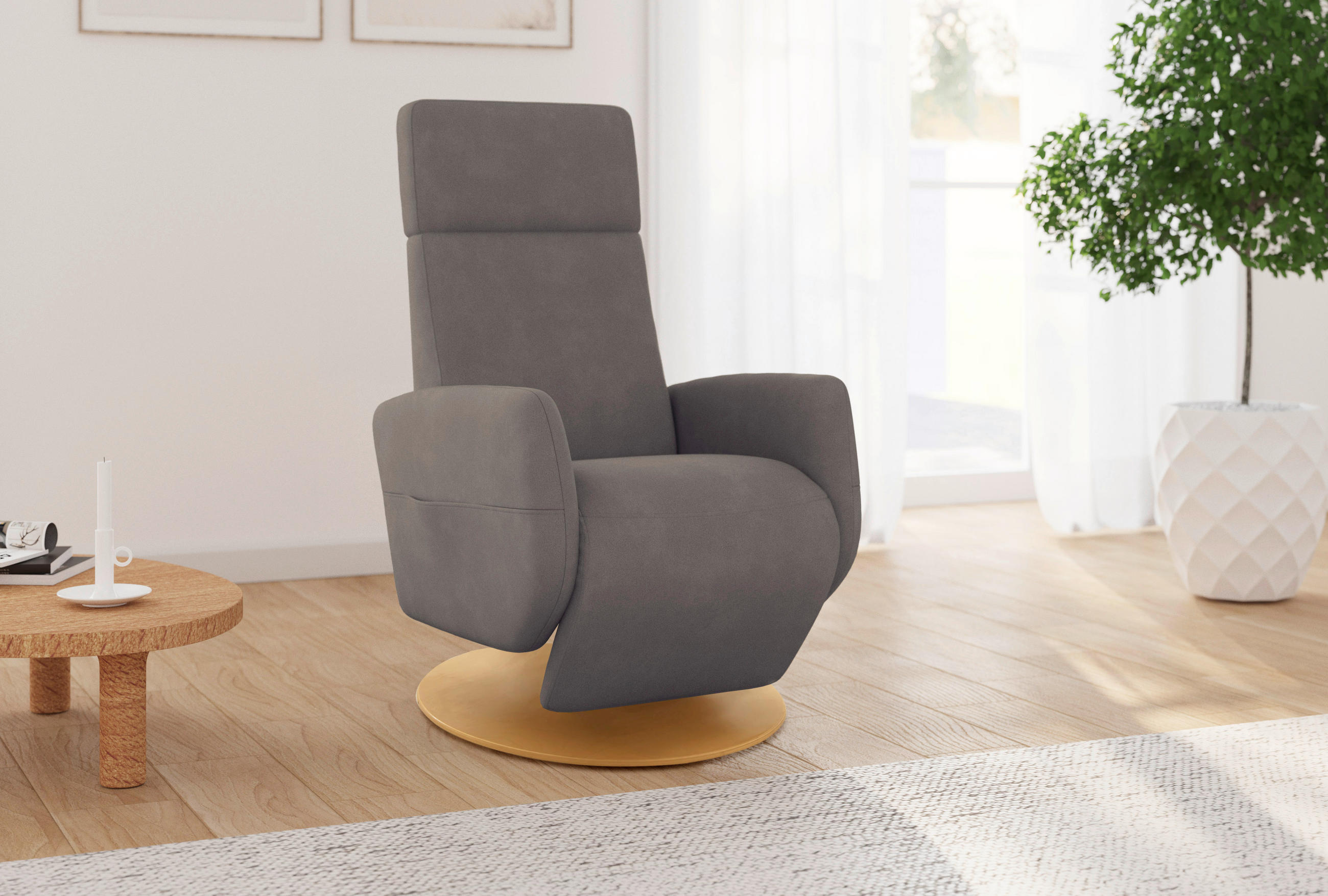 RELAXSESSEL Flachgewebe    - Schlammfarben/Eichefarben, KONVENTIONELL, Holz/Textil (71/110/82cm) - Sit & More