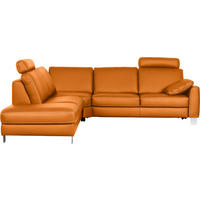 ECKSOFA in Echtleder Orange  - Chromfarben/Beige, Konventionell, Leder/Metall (245/272cm) - Valdera