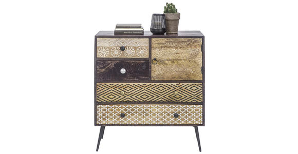 KOMMODE in 80/90/35 cm - Goldfarben/Multicolor, LIFESTYLE, Holz/Metall (80/90/35cm) - Landscape