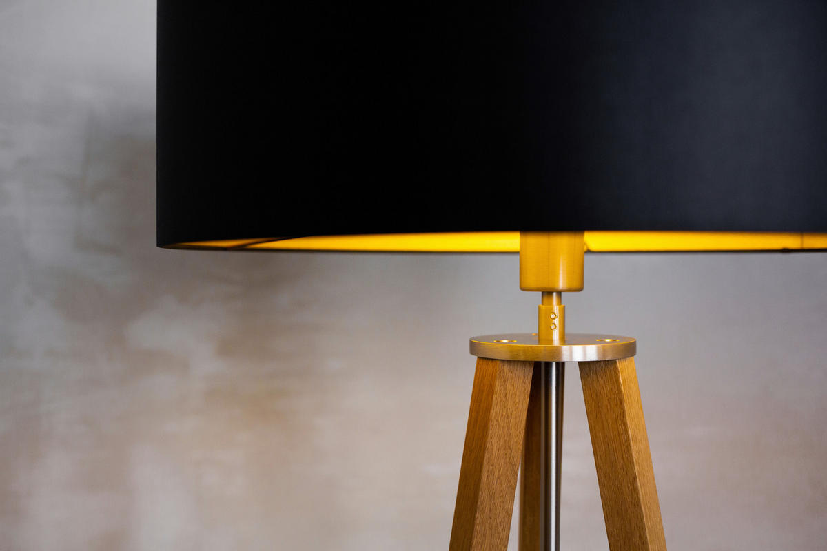 STEHLEUCHTE Skandinavisch 50/150/50 cm  - Eichefarben/Goldfarben, MODERN, Naturmaterialien/Holz (50/150/50cm)