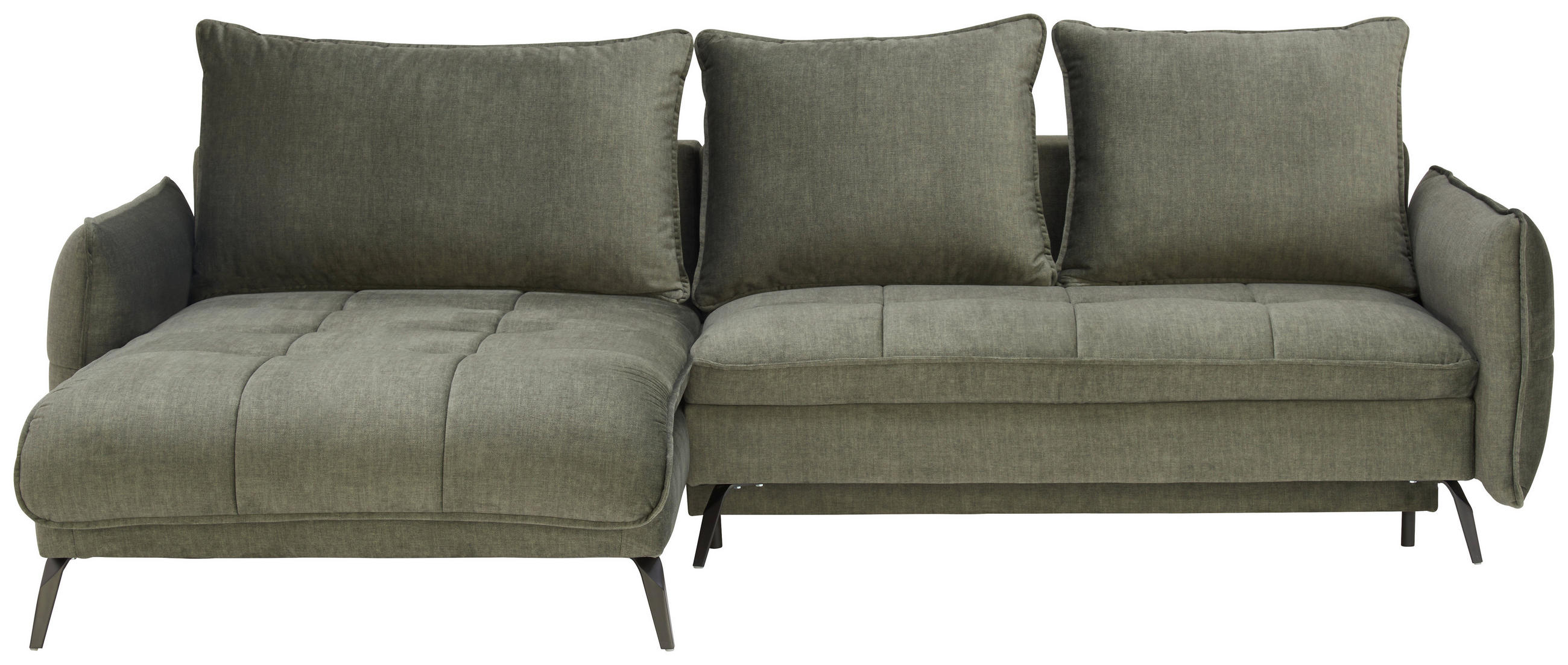 ECKSOFA  in Flachgewebe Olivgrün  - Schwarz/Olivgrün, Design, Textil/Metall (180/273cm) - Hom`in