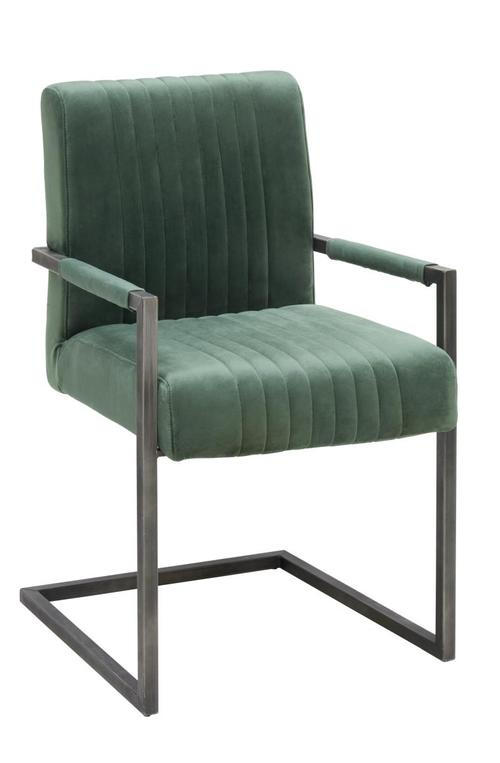 Ambia Home STOLIČKA S PODRÚČKAMI, železo, zamat, zelená, čierna