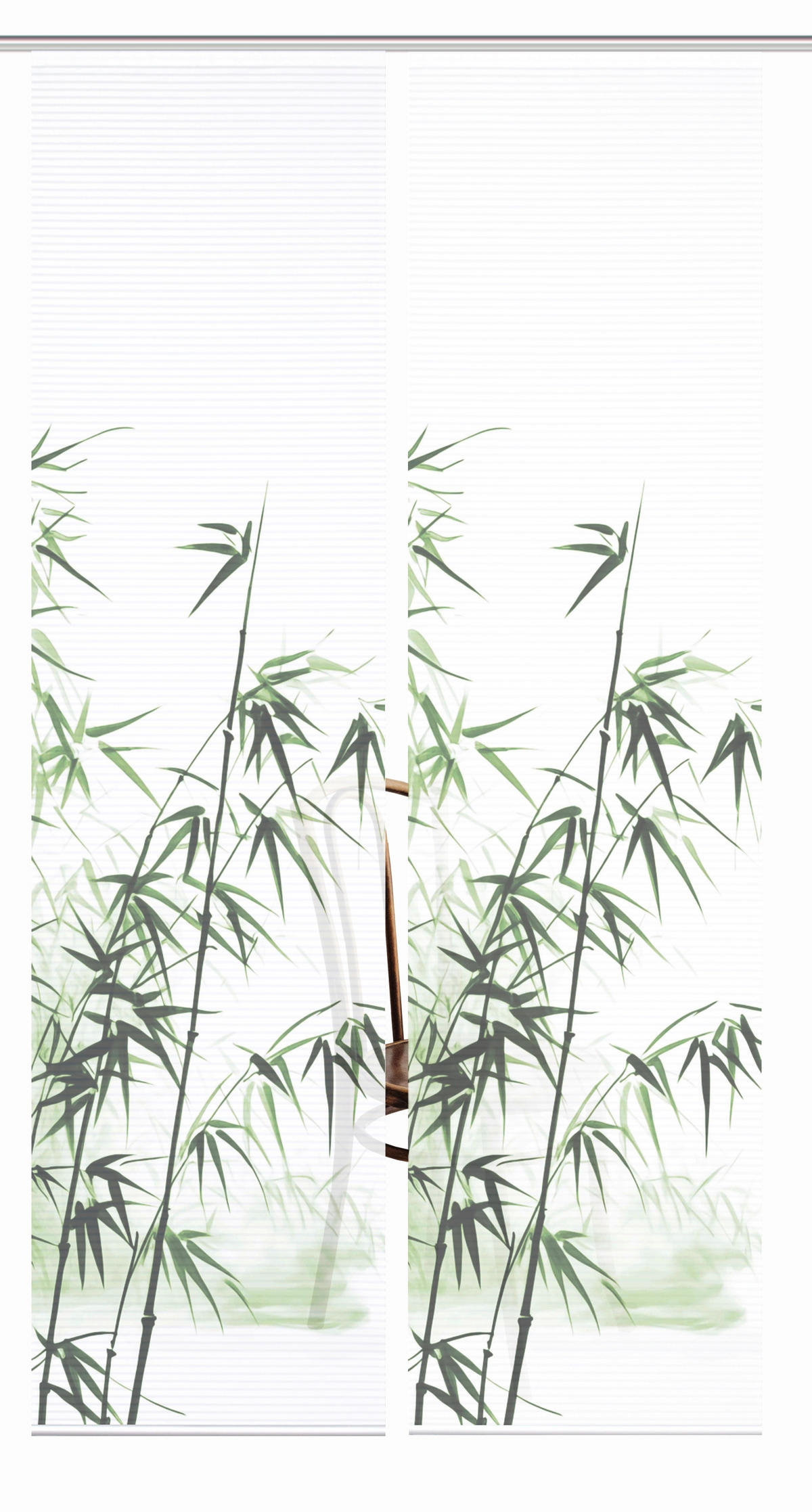 FLÄCHENVORHANG  2 Stück  halbtransparent  60/245 cm   - Weiß/Grün, Natur, Textil (60/245cm)
