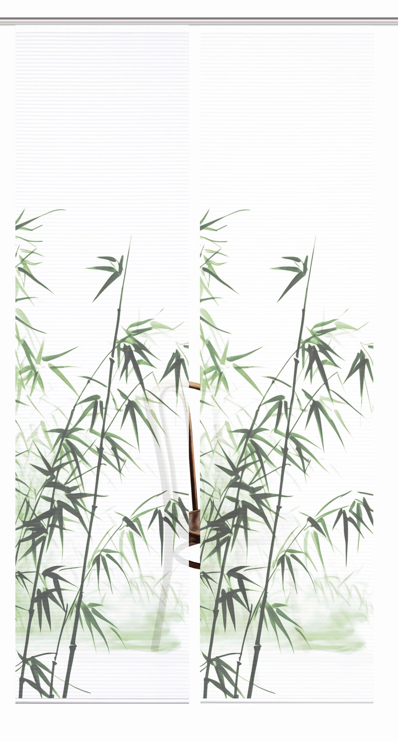 Thumbnail - Flächenvorhang Rufus, Grün, Weiß, Textil, Graphik, 60x245 cm, Oeko-Tex® Standard 100, mit Beschwerungsstab, Flauschband,...