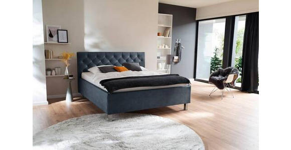POLSTERBETT gepolstertes Kopfteil, Lattenrost, Bettkasten 160/200 cm in Blau - Blau, Design, Holzwerkstoff/Textil (160/200cm) - Xora