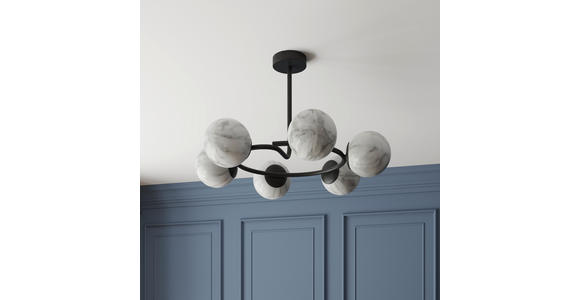 DECKENLEUCHTE Sirius 67/44 cm  - Schwarz/Weiß, Design, Glas (67/44cm) - Dieter Knoll