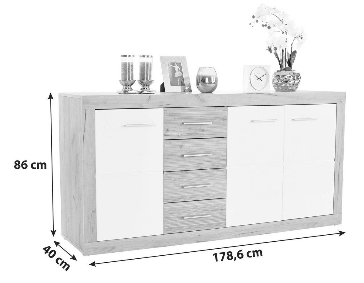 KOMODA   178,6/86/39,9 cm   bijela, boje hrasta  - bijela/boje hrasta, Moderno, drvni materijal/plastika (178,6/86/39,9cm)