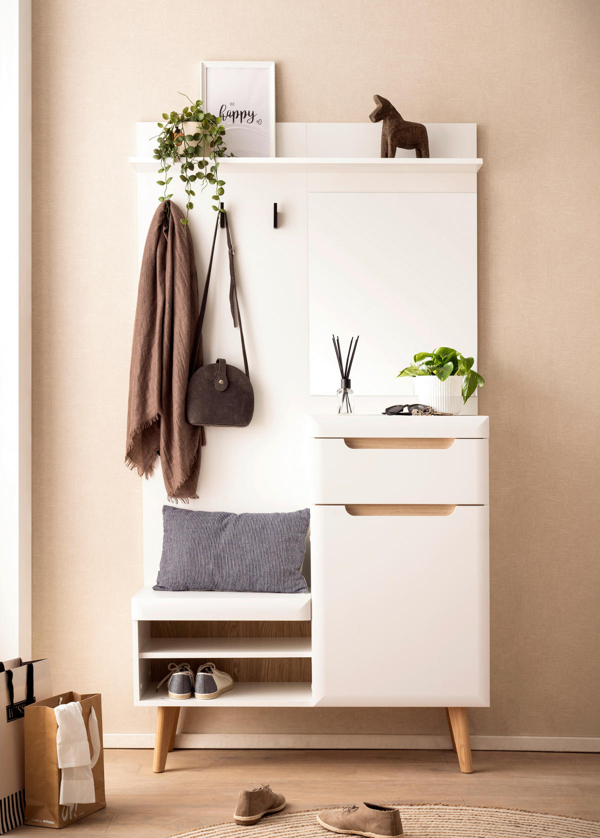 GARDEROBE  in 107/197/34 cm  - Eichefarben/Weiß, Design, Holzwerkstoff (107/197/34cm) - MID.YOU