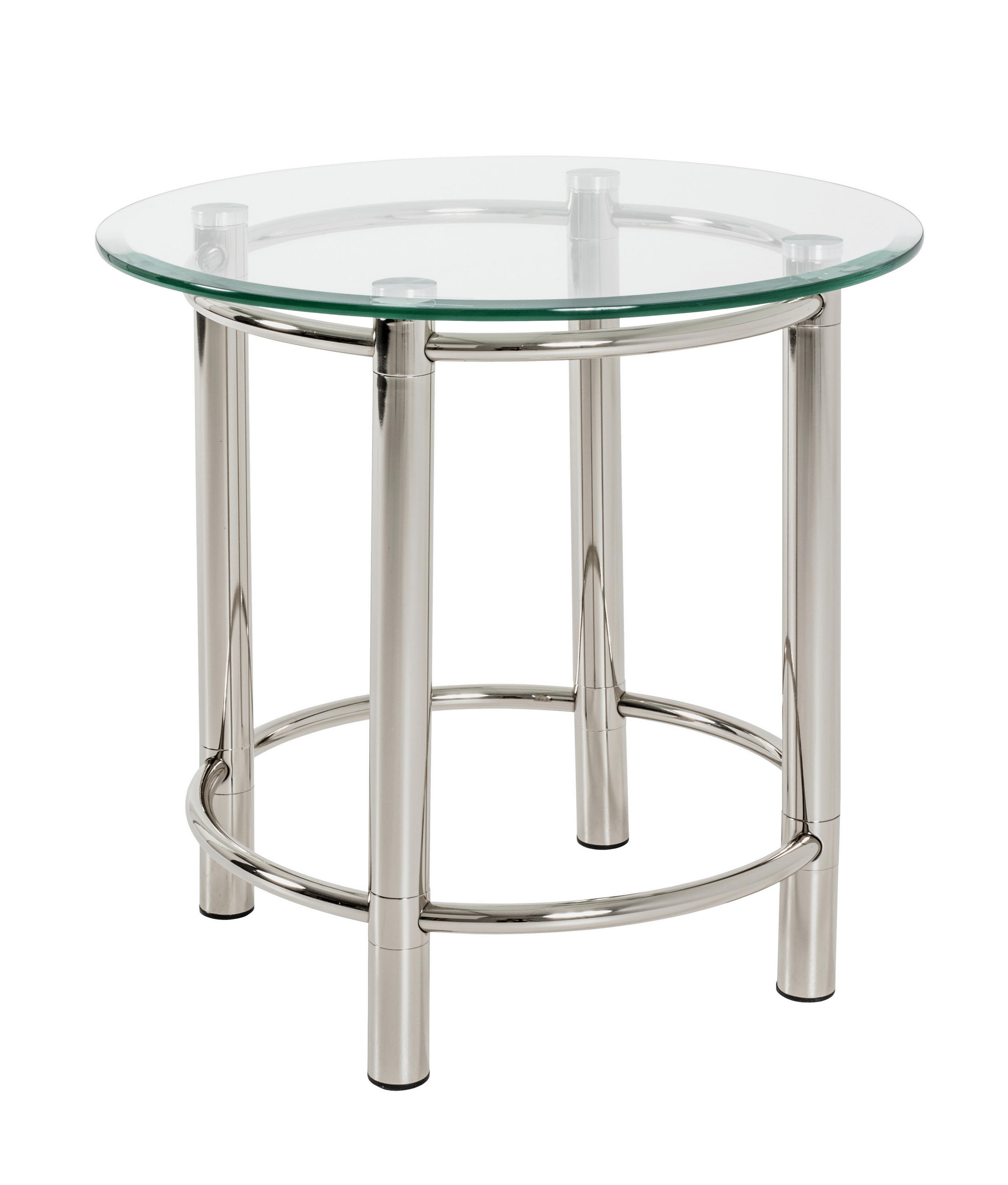 BEISTELLTISCH 55/55/53 cm Chromfarben rund  - Chromfarben, KONVENTIONELL, Glas/Metall (55/55/53cm)