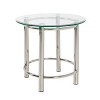 BEISTELLTISCH 55/55/53 cm Chromfarben rund  - Chromfarben, KONVENTIONELL, Glas/Metall (55/55/53cm)