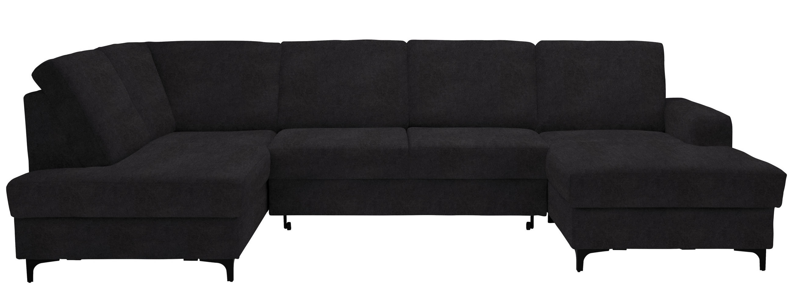 WOHNLANDSCHAFT Graphitfarben Flachgewebe  - Schwarz/Graphitfarben, KONVENTIONELL, Textil/Metall (185/317/167cm) - Stylife