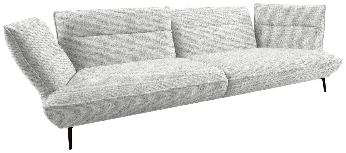 MEGASOFA in Flachgewebe Hellgrau  - Hellgrau/Schwarz, Design, Holzwerkstoff/Textil (339/92/99cm) - Moderano