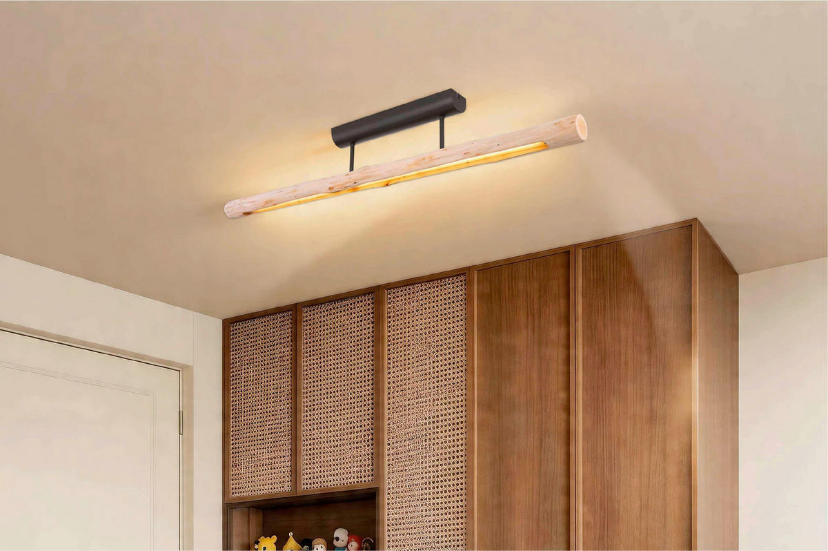 HÄNGELEUCHTE 120/7/21 cm  - Schwarz/Naturfarben, Trend, Holz/Metall (120/7/21cm) - Collett's Monde
