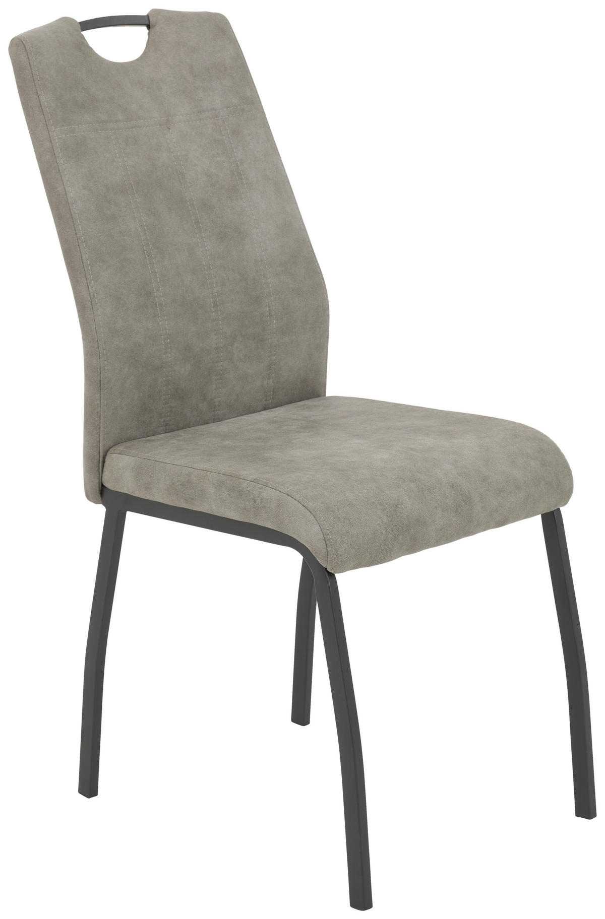 STUHL-SET 4 Stück  in Stahl Mikrofaser Metall, Textil  - Grau, MODERN, Textil/Metall (44/96/64cm) - MID.YOU