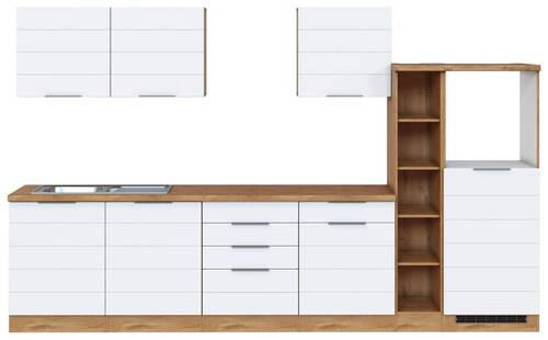 KÜCHENLEERBLOCK 330 cm   in Weiß, Eiche Wotan  - Eiche Wotan/Weiß, Design, Holzwerkstoff/Metall (330cm) - Held