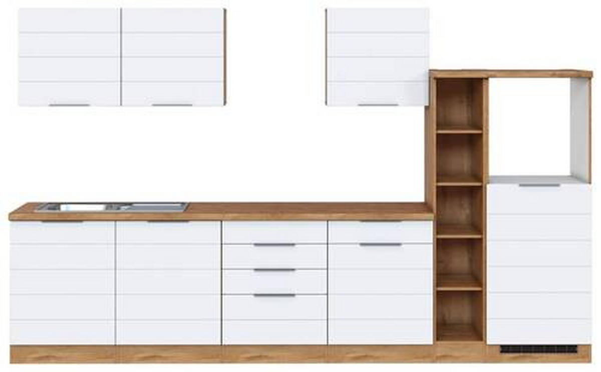 KÜCHENLEERBLOCK 330 cm   in Weiß, Eiche Wotan  - Eiche Wotan/Weiß, Design, Holzwerkstoff/Metall (330cm) - Held