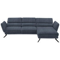 ECKSOFA Valdera in Velours Blau  283/153 cm  - Blau/Schwarz, Design, Textil/Metall (283/153cm) - Valdera