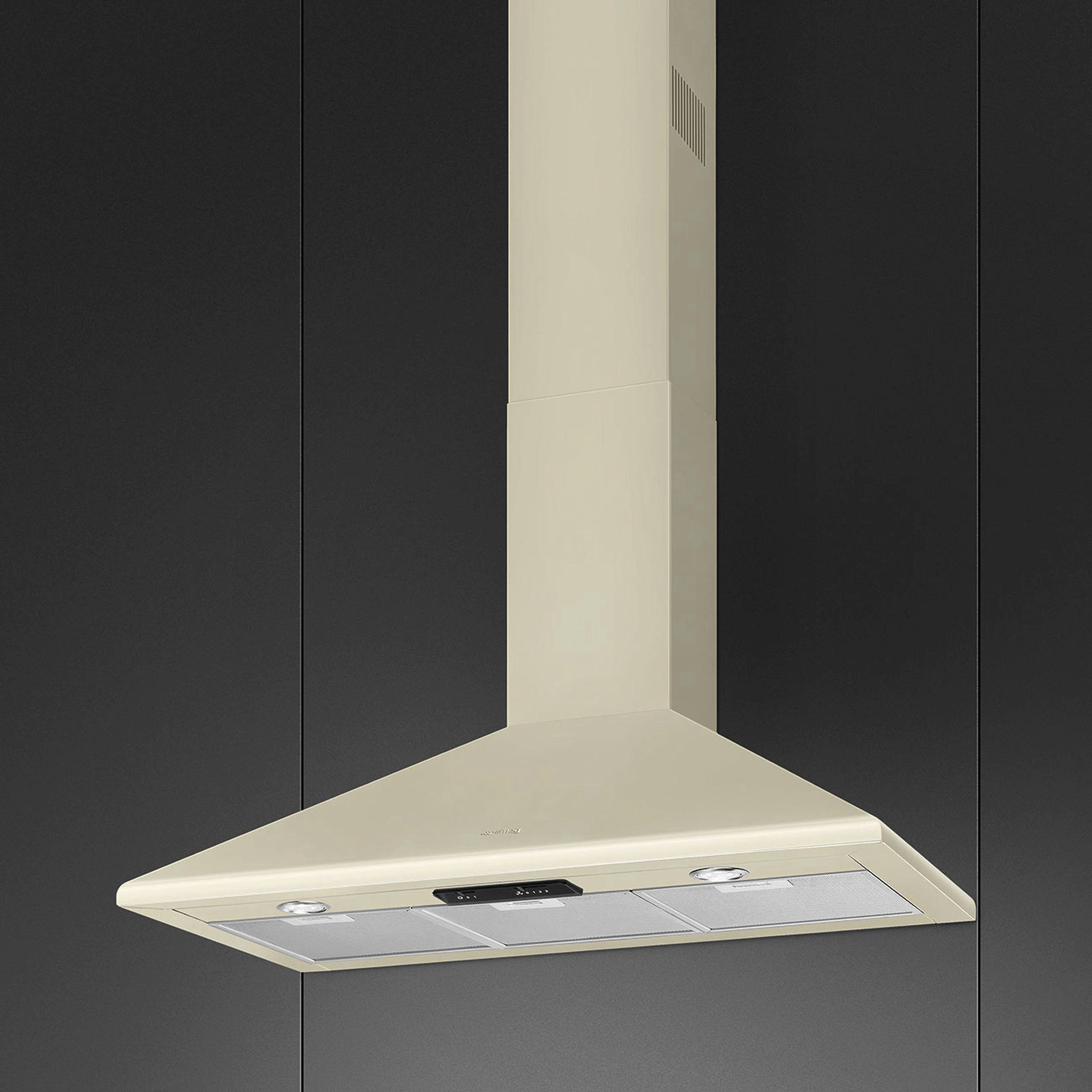 Thumbnail - Smeg Dunstabzugshaube, Creme, Metall, 89.9x80.9-117.2x51.4 cm, Made in Italy, Hochleistungsgebläse, Arbeitsplatzbeleucht...