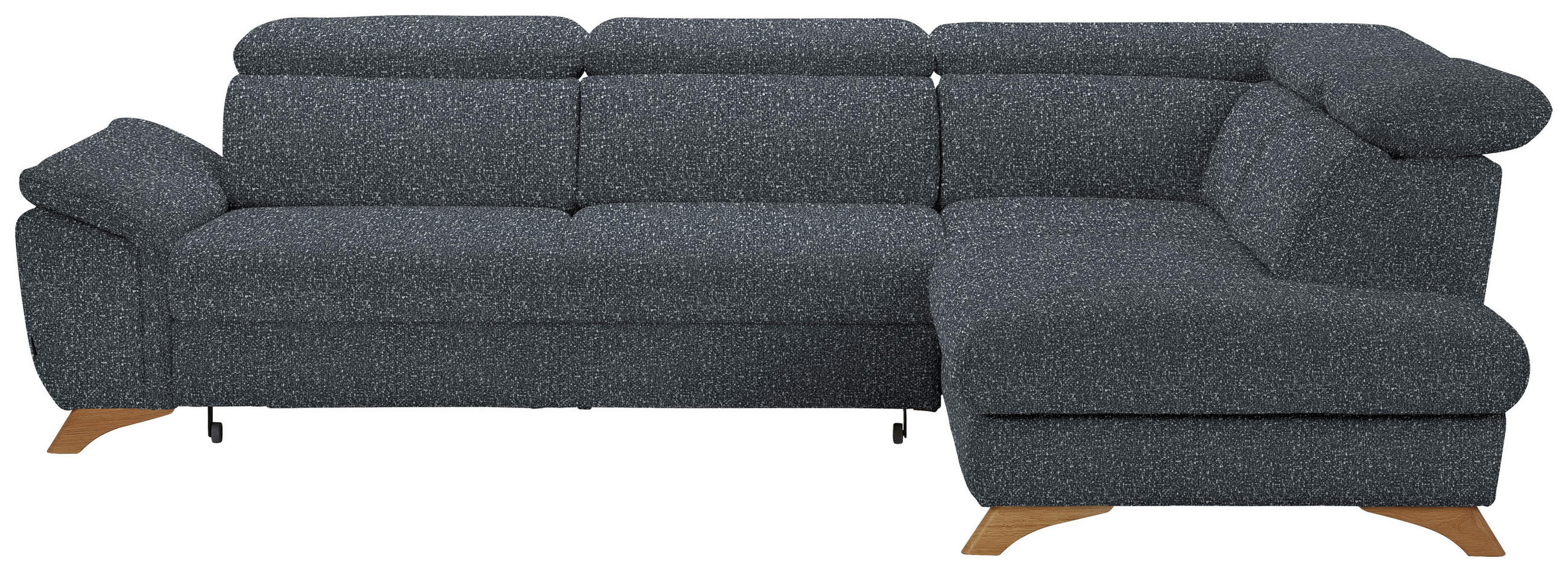 ECKSOFA in Bouclé Dunkelgrau  - Eichefarben/Dunkelgrau, Modern, Holz/Textil (287/212cm) - Valnatura