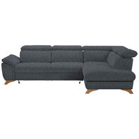 ECKSOFA in Bouclé Dunkelgrau  - Eichefarben/Dunkelgrau, Modern, Holz/Textil (287/212cm) - Valnatura