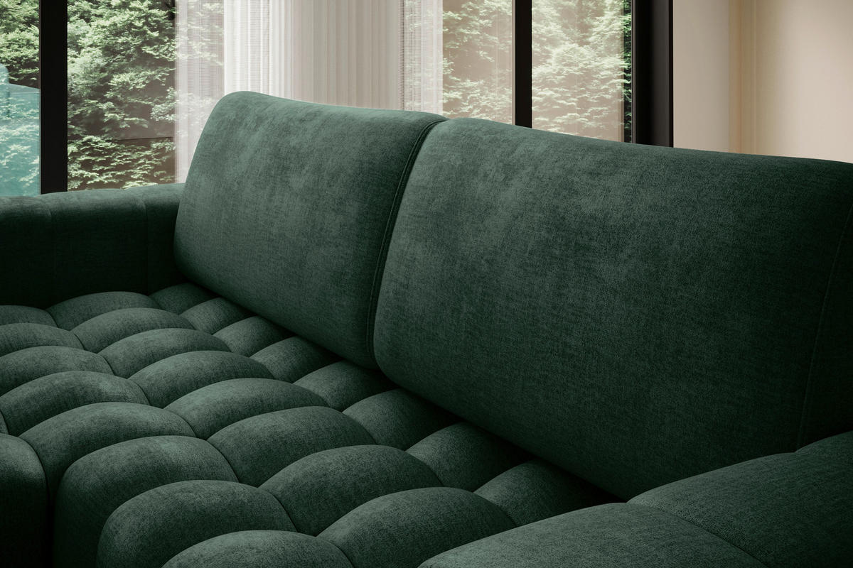 ECKSOFA BONETT in Samt Dunkelgrün  175/250 cm  - Dunkelgrün/Schwarz, Design, Kunststoff/Textil (175/250cm) - MID.YOU