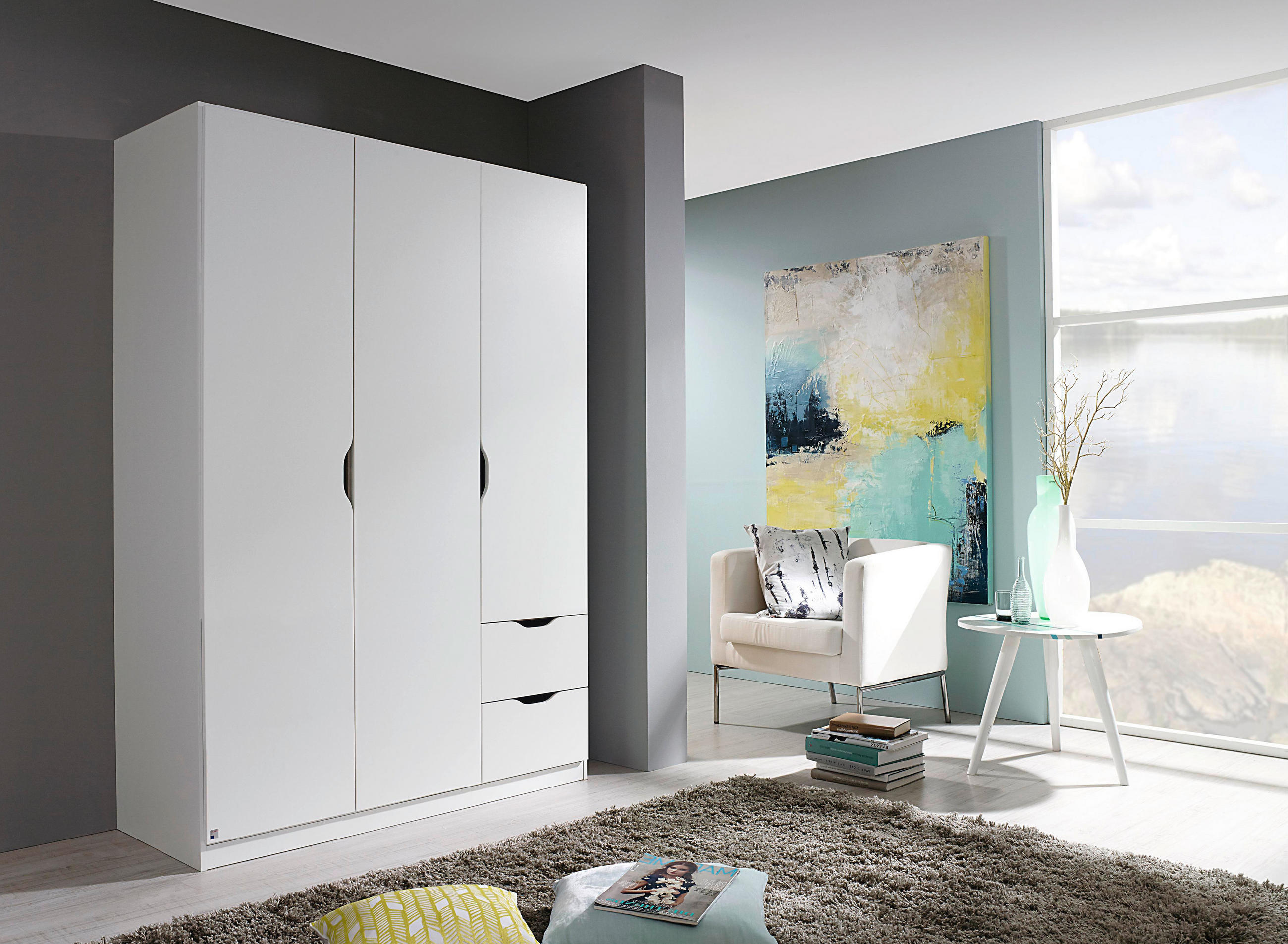DREHTÜRENSCHRANK 136/197/54 cm 3-türig Weiß  - Weiß, MODERN, Holzwerkstoff (136/197/54cm) - Rauch Möbel