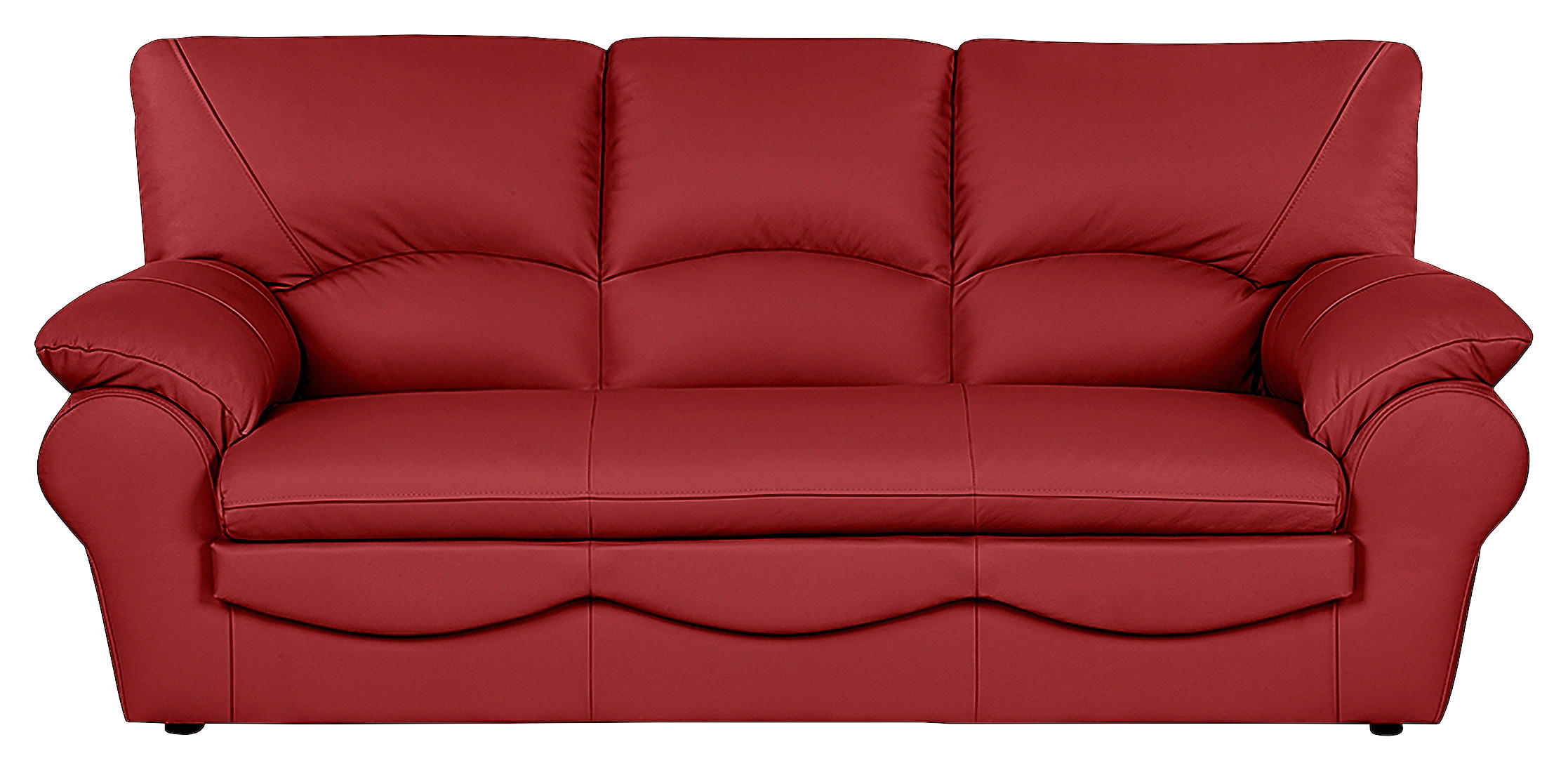 SCHLAFSOFA Rot Lederauswahl, Bettfunktion erhältlich, Rücken echt  - Rot/Schwarz, Design, Leder/Kunststoff (205/92/85cm) - Livetastic