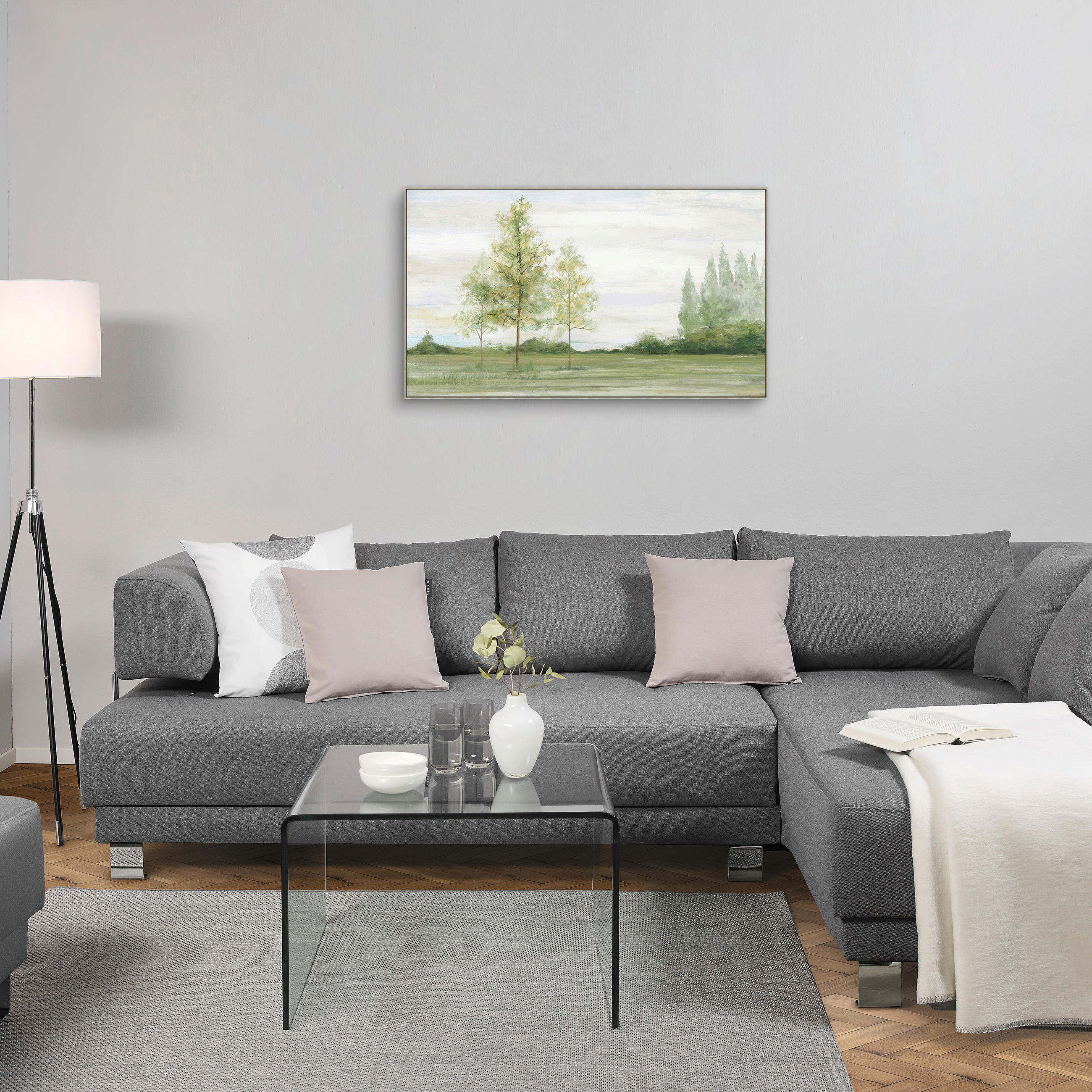 KONSTTRYCK 120/70 cm  - grön/naturfärgad, Natur, trä/textil (120/70cm) - Monee