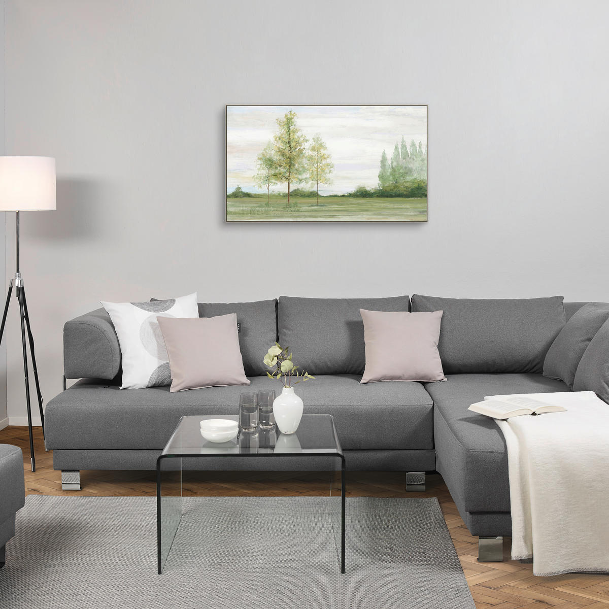 ŠTAMPA NA PLATNU   - zelena/prirodna boja, Prirodno, drvo/tekstil (120/70cm) - Monee
