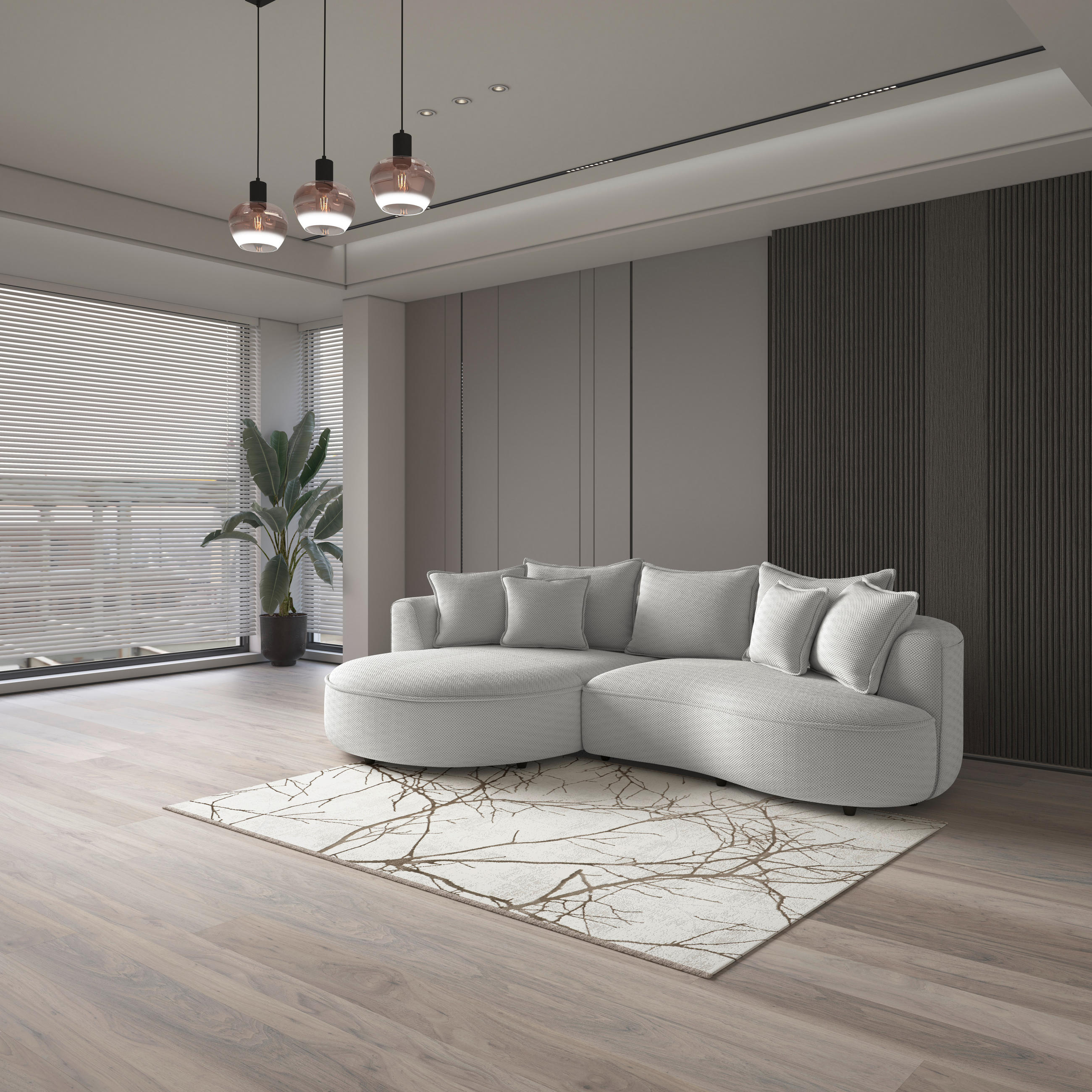 ECKSOFA LEVI Beige Velours, Struktur  - Beige/Schwarz, MODERN, Kunststoff/Textil (168/287cm) - Livetastic