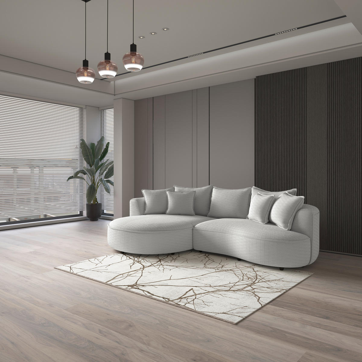 ECKSOFA LEVI Beige Velours, Struktur  - Beige/Schwarz, MODERN, Kunststoff/Textil (168/287cm) - Livetastic