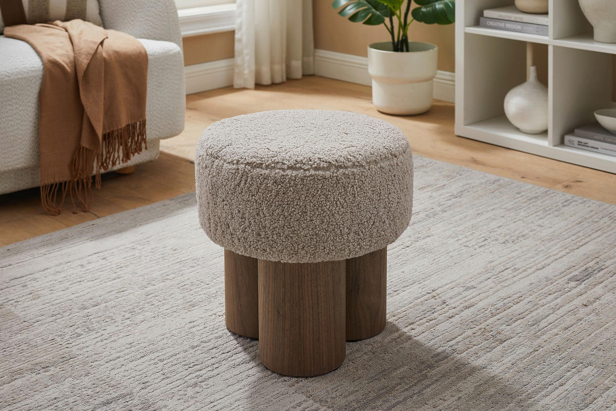 HOCKER Teddystoff Braun, Walnussfarben  - Walnussfarben/Braun, MODERN, Textil (50/49/50cm) - Livetastic