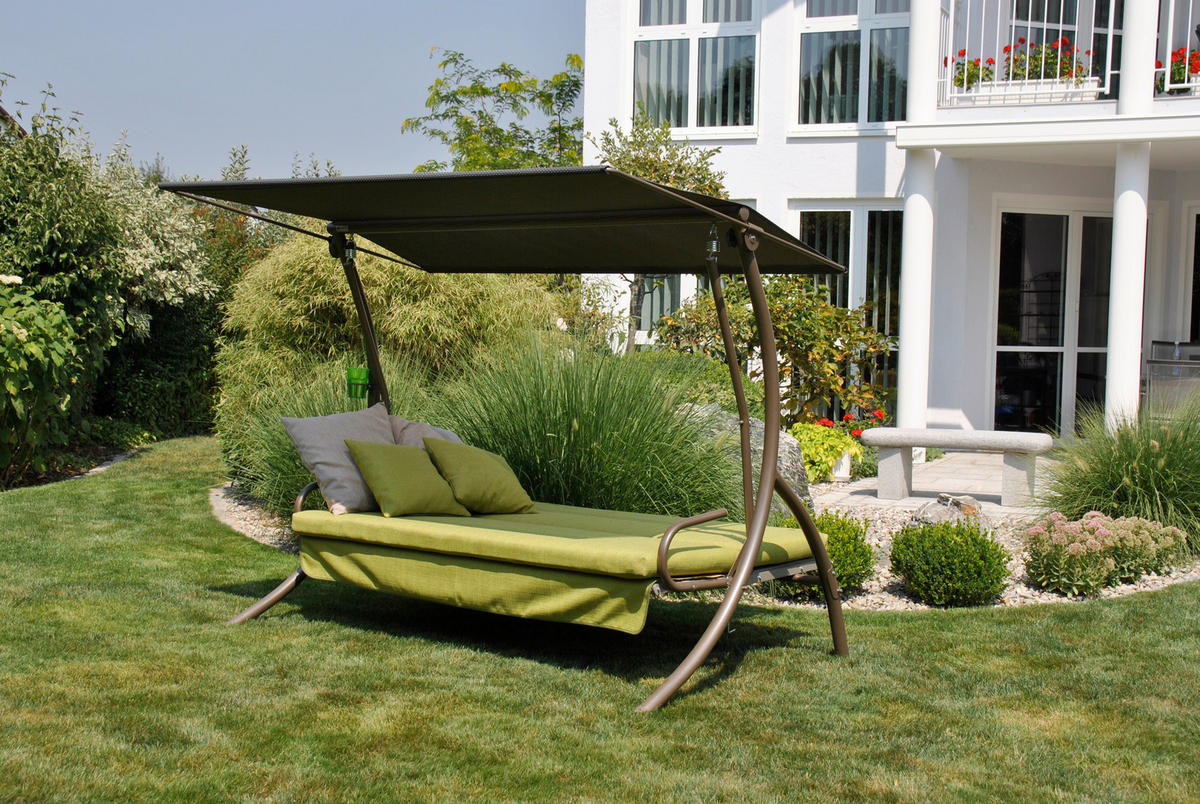 HOLLYWOODSCHAUKEL 210/160/145 cm Hellgrau, Limette  - Dunkelgrau/Anthrazit, Basics, Kunststoff/Textil (210/160/145cm) - Boxxx