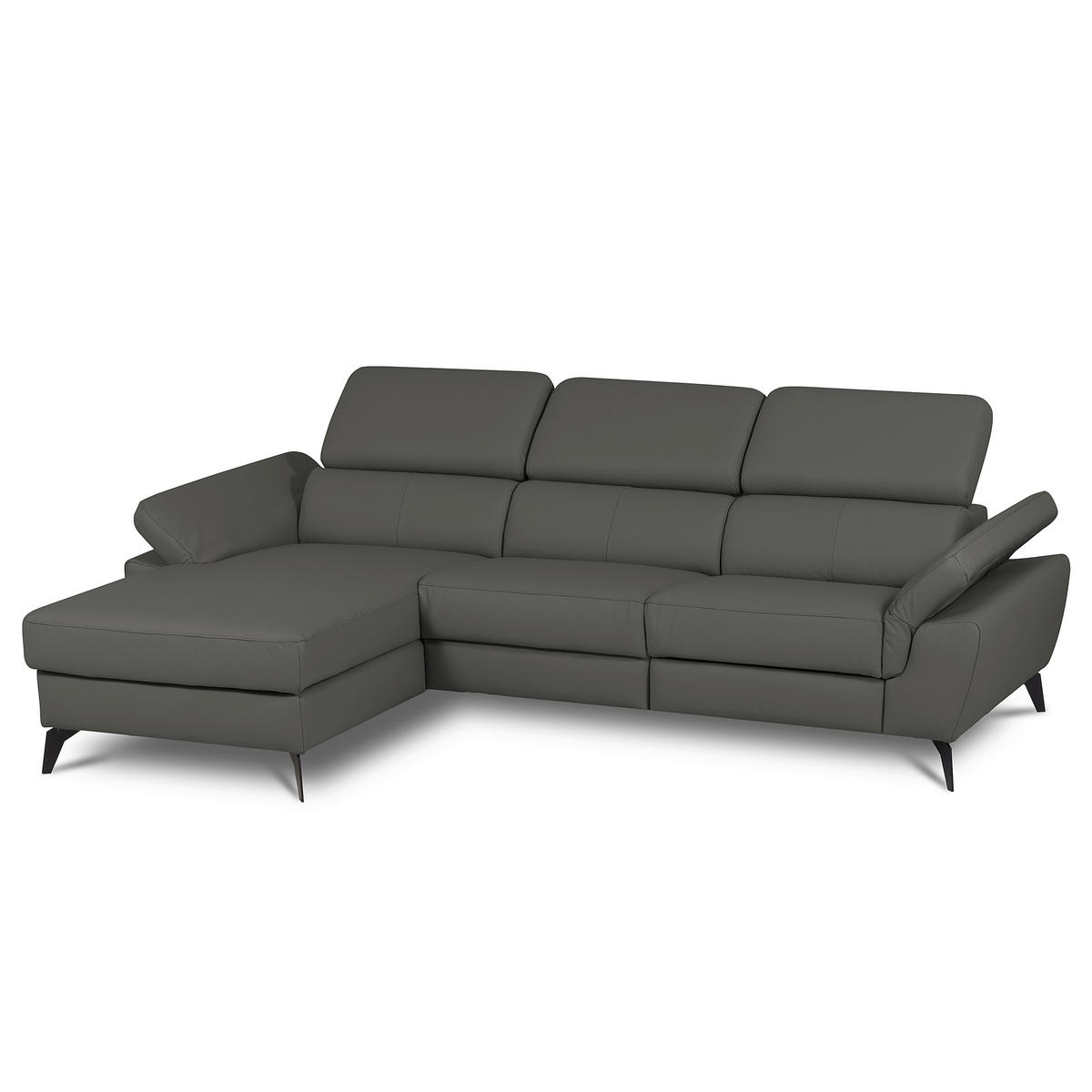 ECKSOFA  in Lederlook Echtleder Anthrazit  - Anthrazit/Schwarz, Design, Leder/Textil (179/252cm) - Livetastic