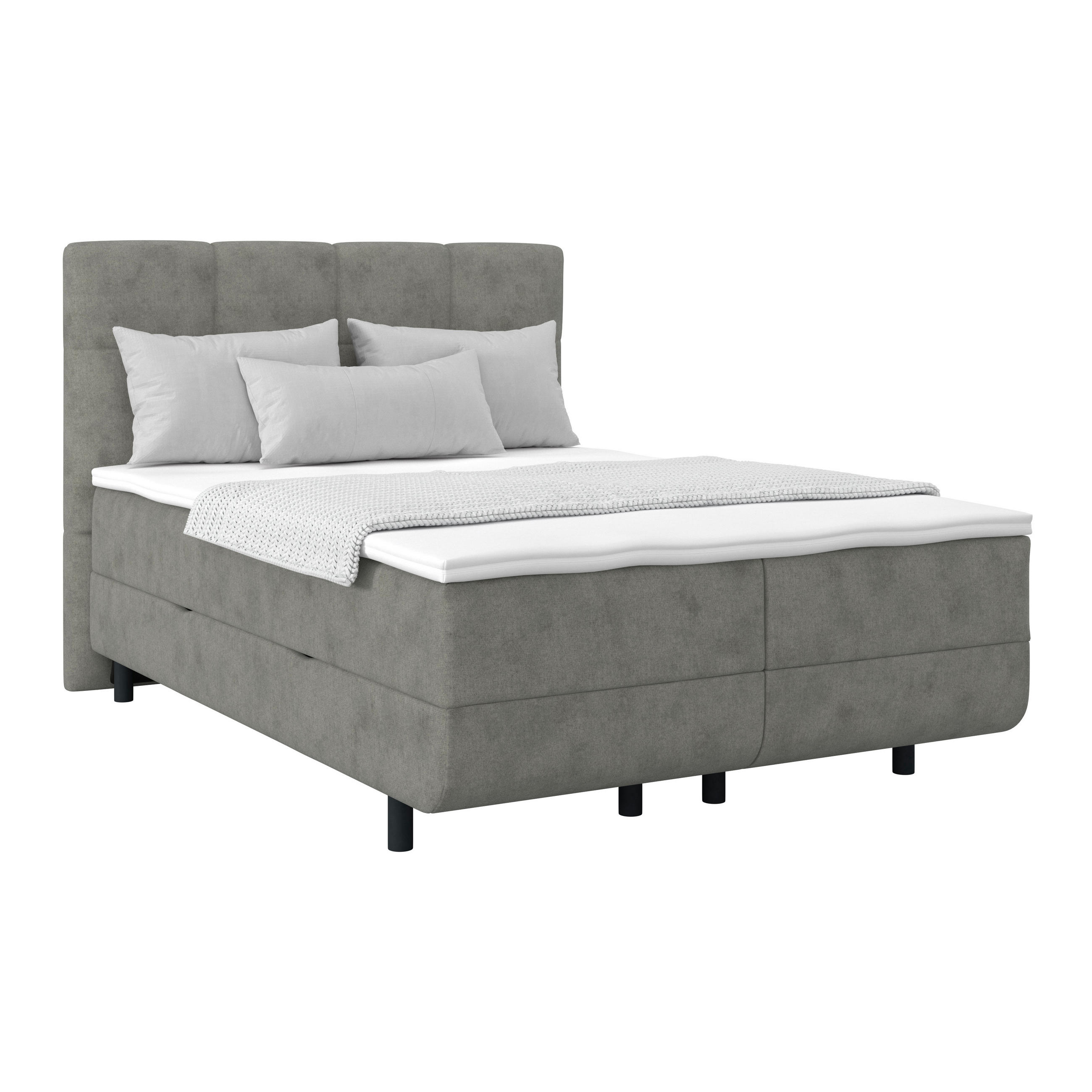 POLSTERBETT Bettkasten, Topper 140/200 cm  in Grau  - Schwarz/Grau, MODERN, Kunststoff/Textil (140/200cm) - MID.YOU