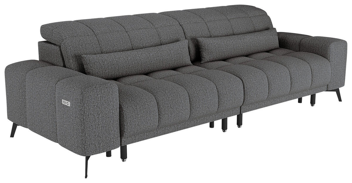 BIGSOFA Chenille Anthrazit  - Anthrazit/Schwarz, MODERN, Textil/Metall (300/112/121cm) - Xora