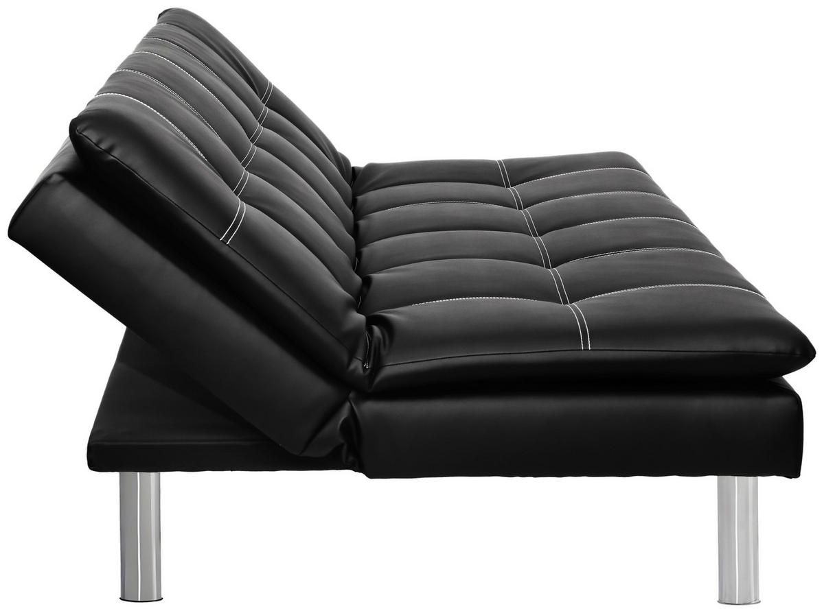 SCHLAFSOFA Lederlook Schwarz  - Silberfarben/Schwarz, Design, Textil/Metall (180/78/93cm) - P & B