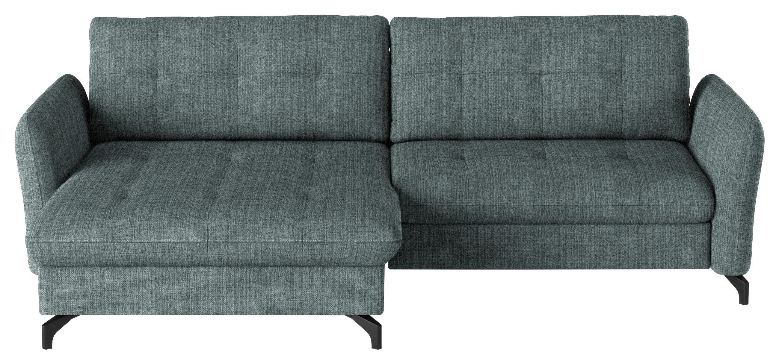 ECKSOFA in Flachgewebe, Leinenoptik Blau  - Blau/Schwarz, Design, Textil/Metall (170/242cm) - Xora