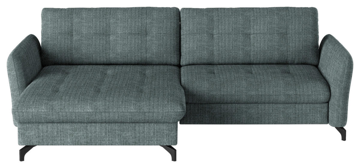 ECKSOFA in Flachgewebe, Leinenoptik Blau  - Blau/Schwarz, Design, Textil/Metall (170/242cm) - Xora
