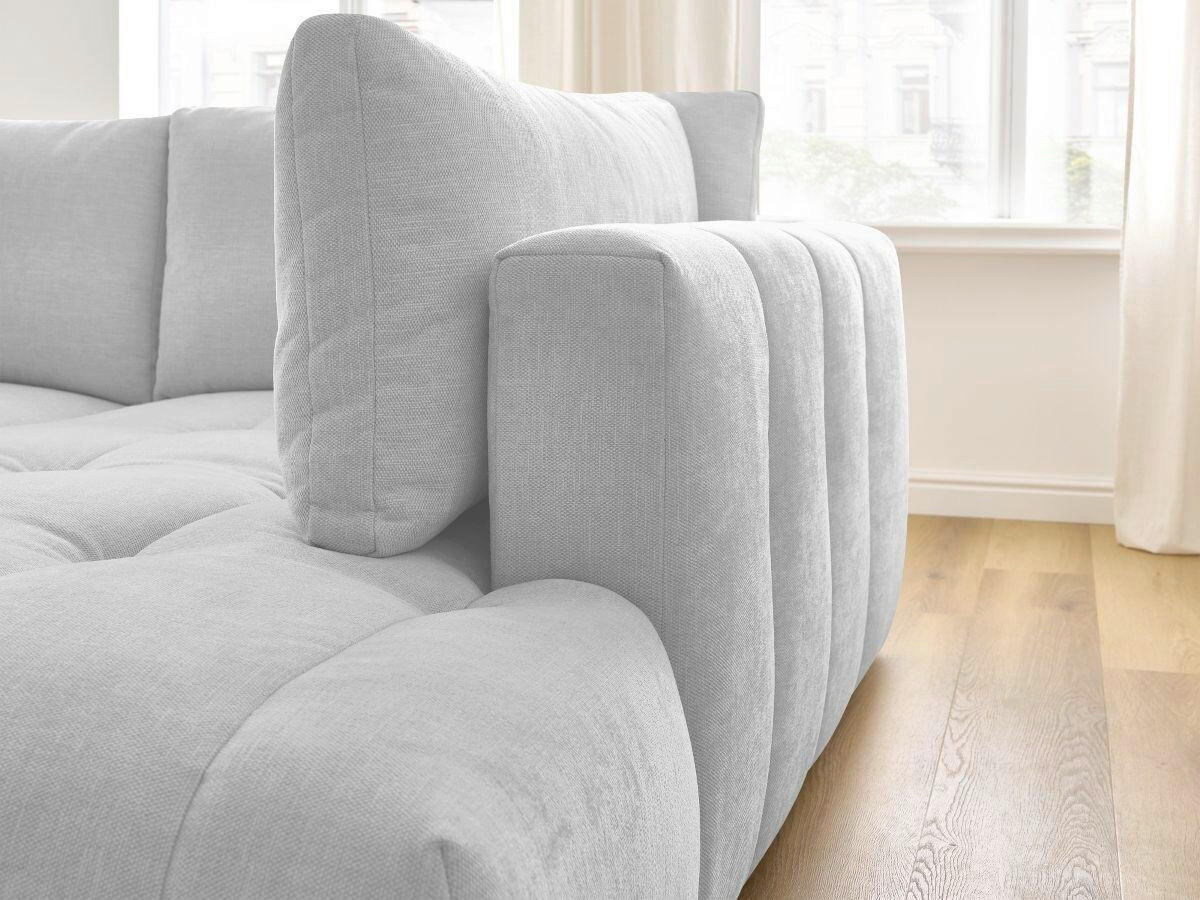 ECKSCHLAFSOFA FUJI Leinenoptik Hellgrau  inkl.  - Hellgrau/Schwarz, MODERN, Kunststoff/Textil (282/204cm)