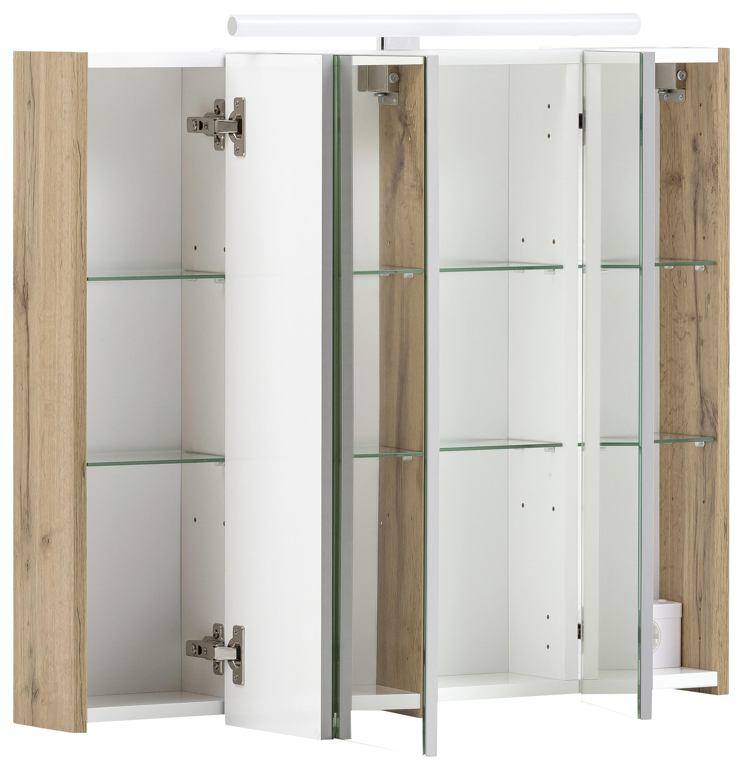 SPIEGELSCHRANK 80/71-75/16 cm  - Eichefarben/Nickelfarben, MODERN, Glas/Holzwerkstoff (80/71-75/16cm) - Stylife