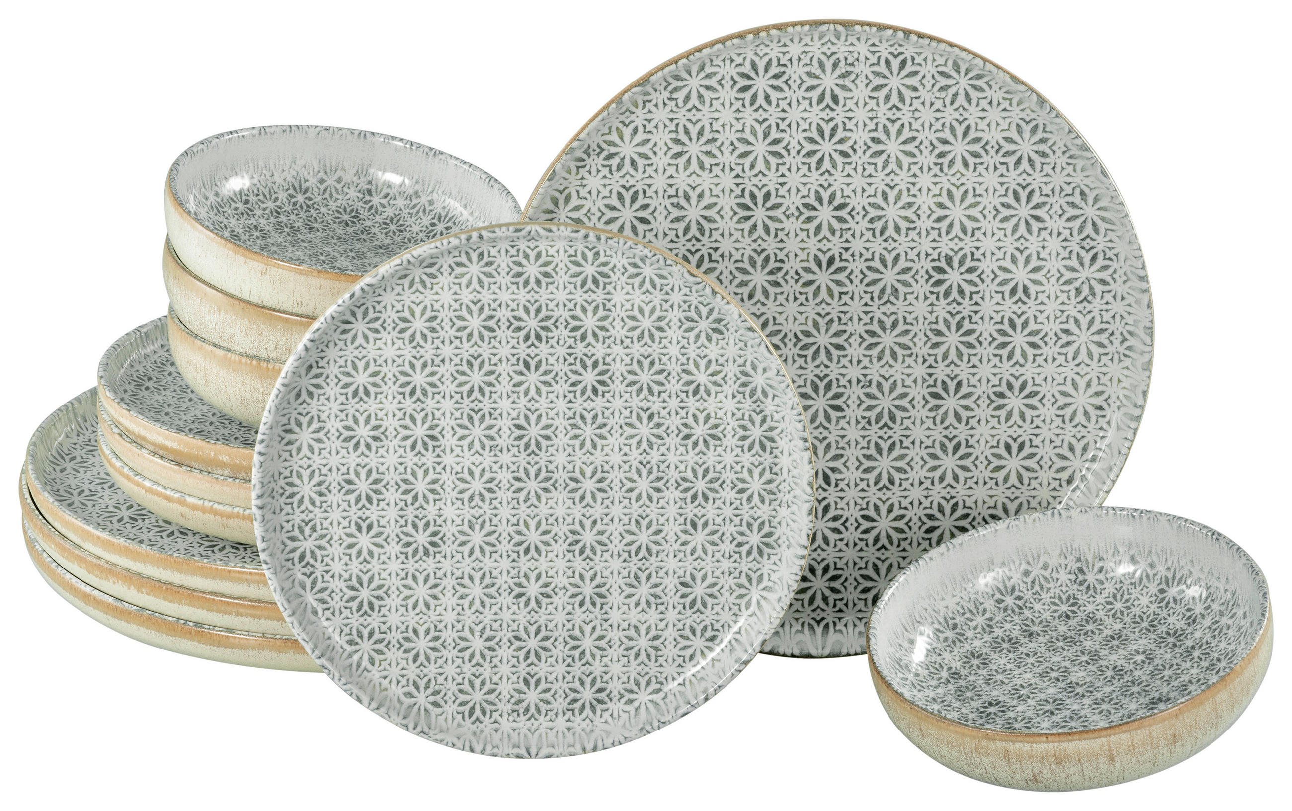 TAFELSERVICE Creme, Grau 12-teilig Uno Emiliana  - Creme/Grau, Basics, Keramik - Creatable