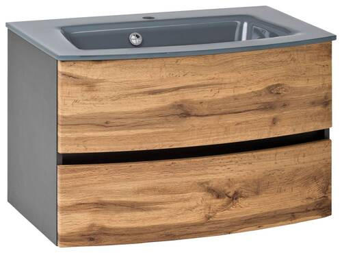 WASCHTISCHKOMBI 80 cm  - Eichefarben/Graphitfarben, KONVENTIONELL, Glas/Holzwerkstoff (80cm) - Held