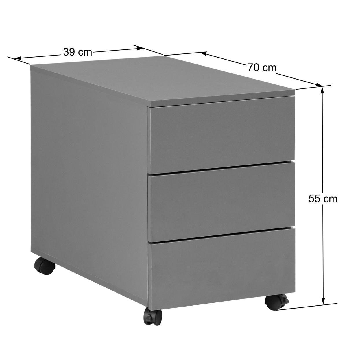 ROLLCONTAINER 39/55/70 cm  - Grau, MODERN, Holzwerkstoff/Kunststoff (39/55/70cm) - Livetastic