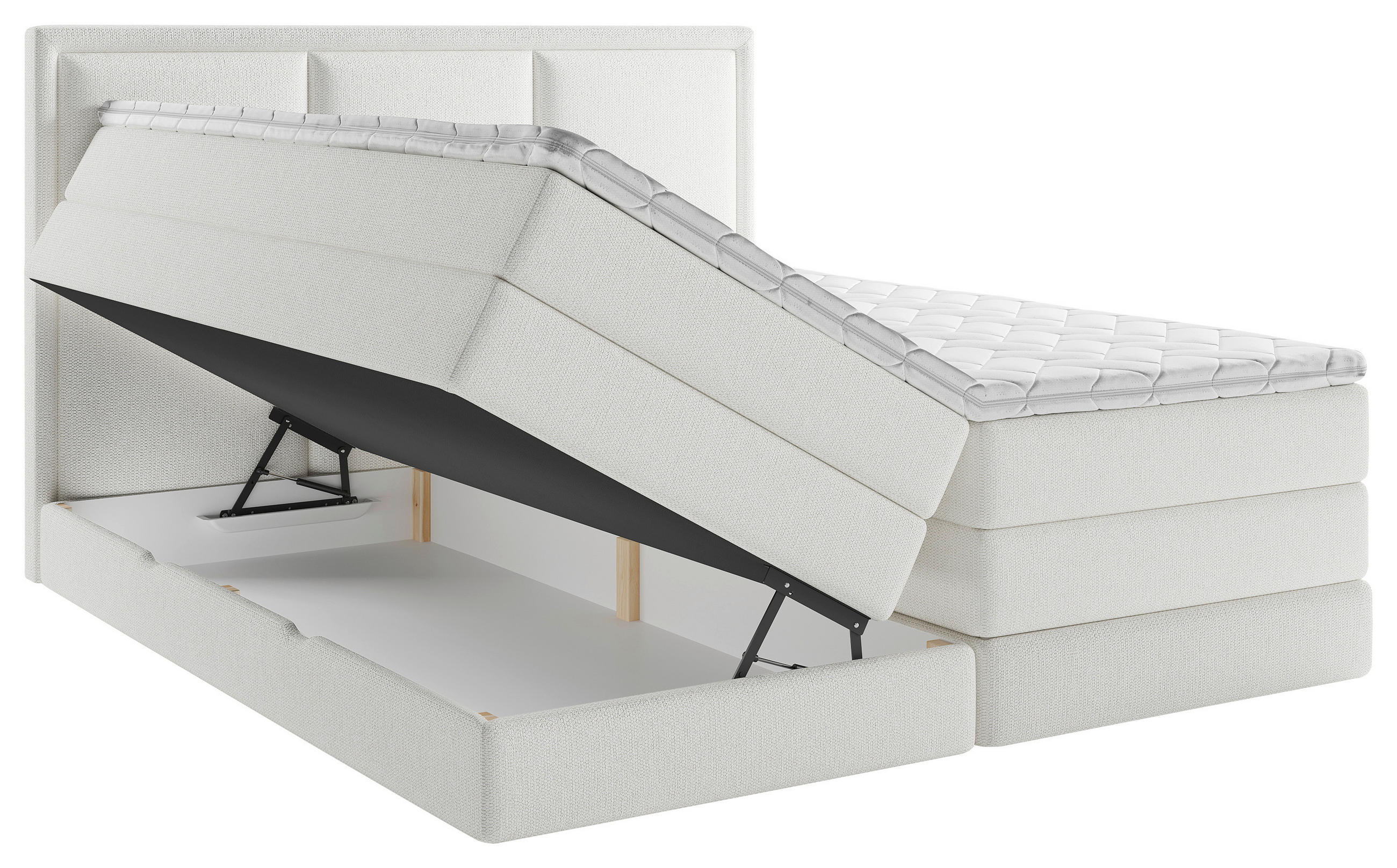 BOXSPRINGBETT 200/220 cm  in Weiß  - Weiß, Design, Holz/Kunststoff (200/220cm) - MID.YOU