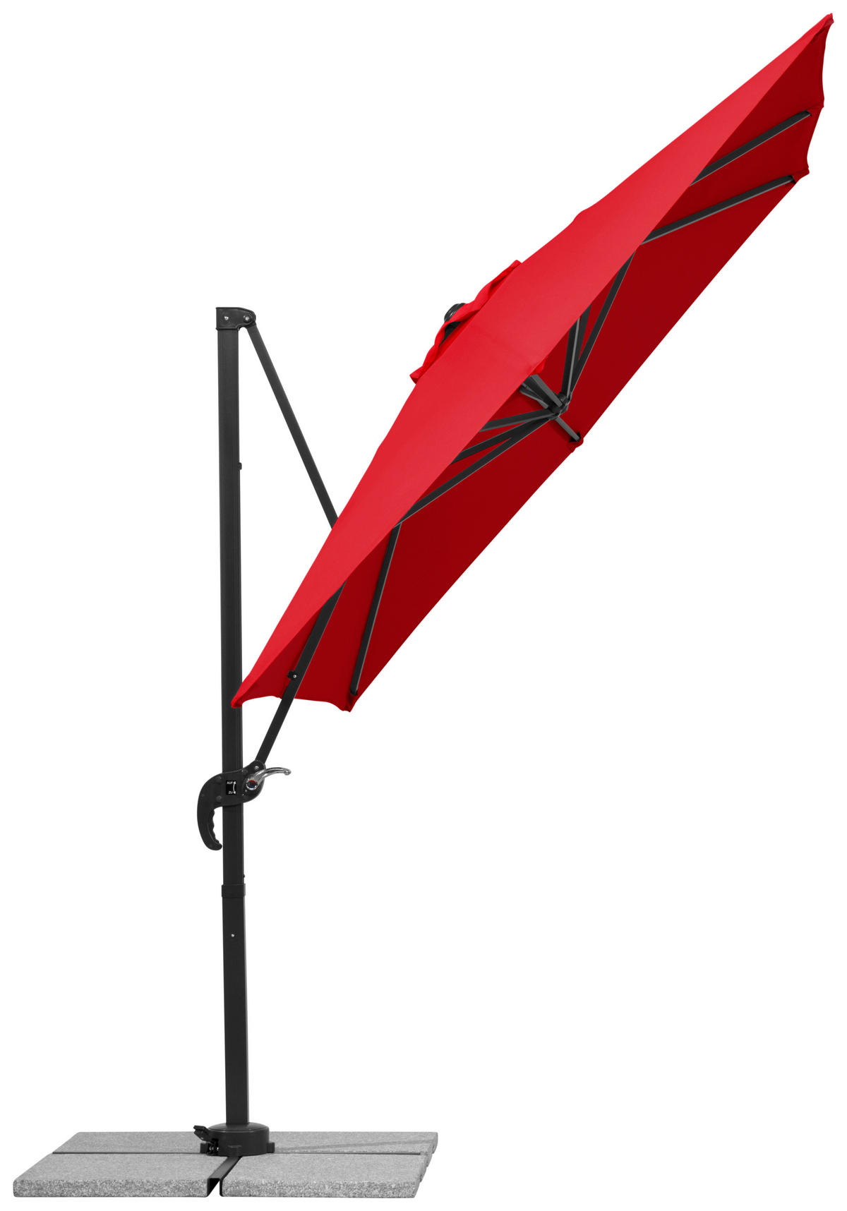 ZÁVESNÝ SLNEČNÍK 300/239/230 cm - antracitová/červená, Basics, kov/textil (300/239/230cm)