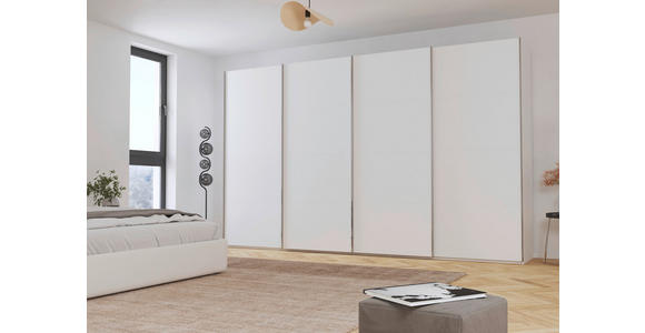 SCHWEBETÜRENSCHRANK  in Weiß  - Chromfarben/Weiß, Design, Holzwerkstoff/Metall (361/235/68cm) - Novel