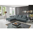 ECKSOFA in Echtleder Blau, Grau  - Blau/Schwarz, Design, Leder/Metall (224/305cm) - Dieter Knoll